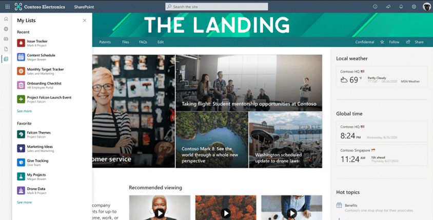 Create from the SharePoint app bar