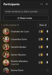 Screen from Teams showing new functionality
