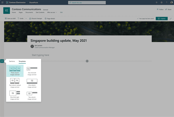 Screen from Teams showing new functionality
