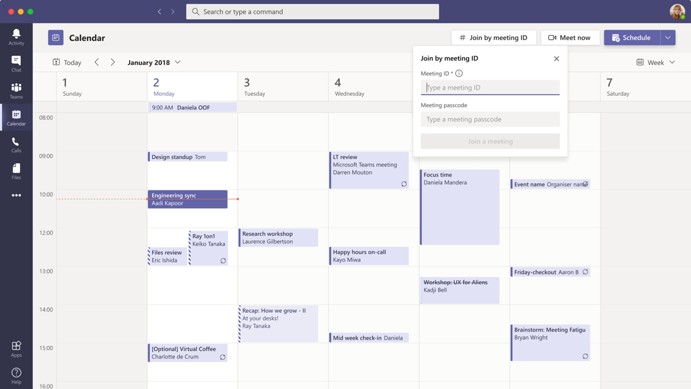 Screen from Teams showing new functionality