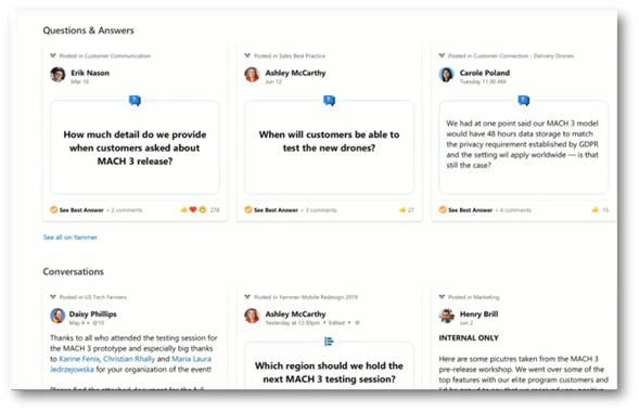Screen from Teams showing new functionality