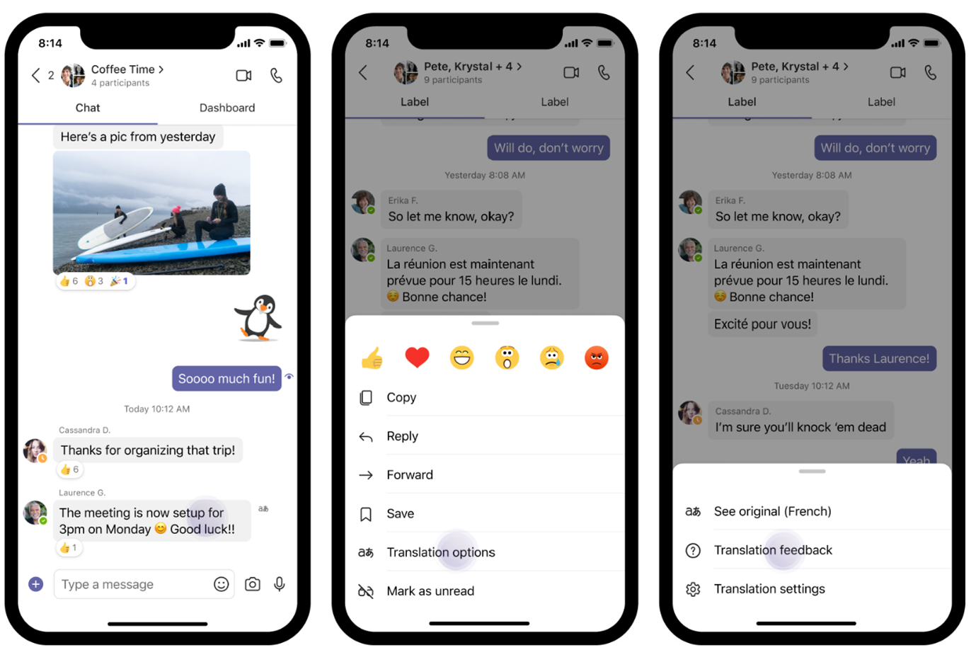 Screen from Teams showing new functionality