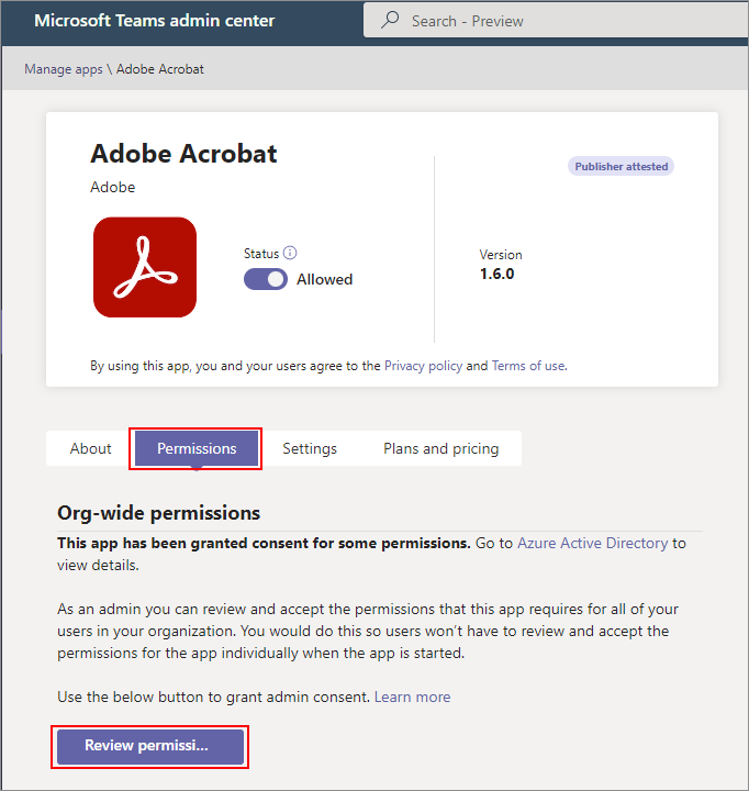 Microsoft Teams: Adobe PDF experience