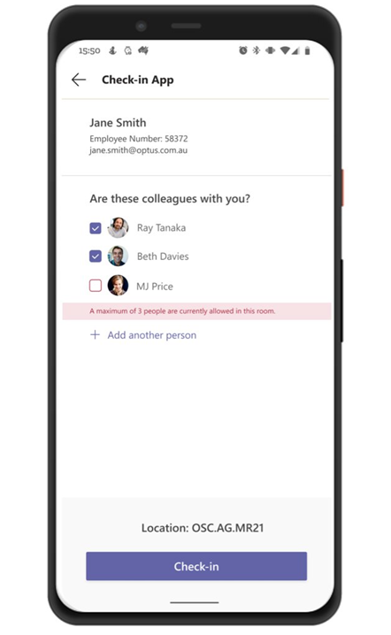 Screen from Outlook showing new functionality