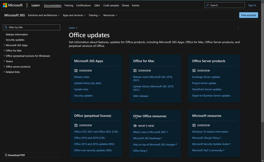 Updates Available for Microsoft 365 Apps