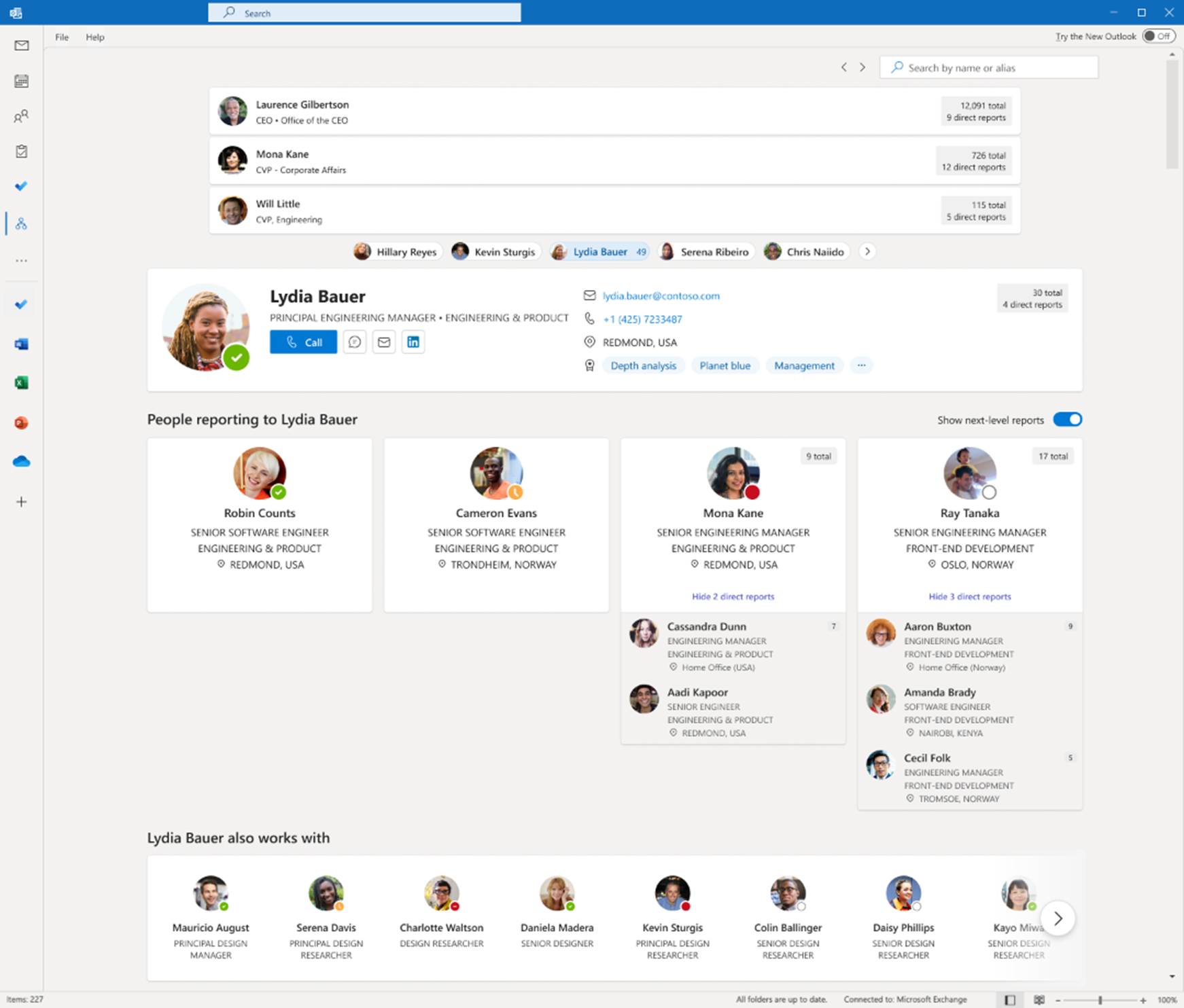 Outlook desktop: Org Explorer