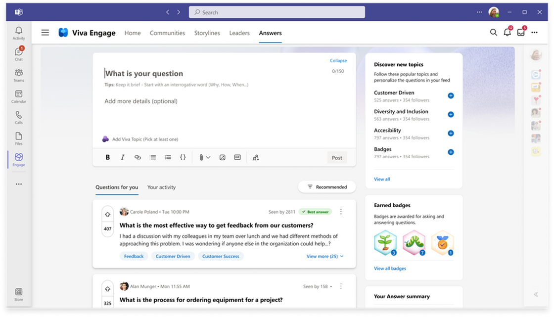 Viva Engage: Introducing Answers