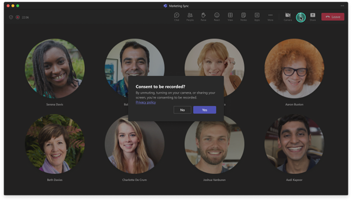 Microsoft Teams: Explicit Recording Consent