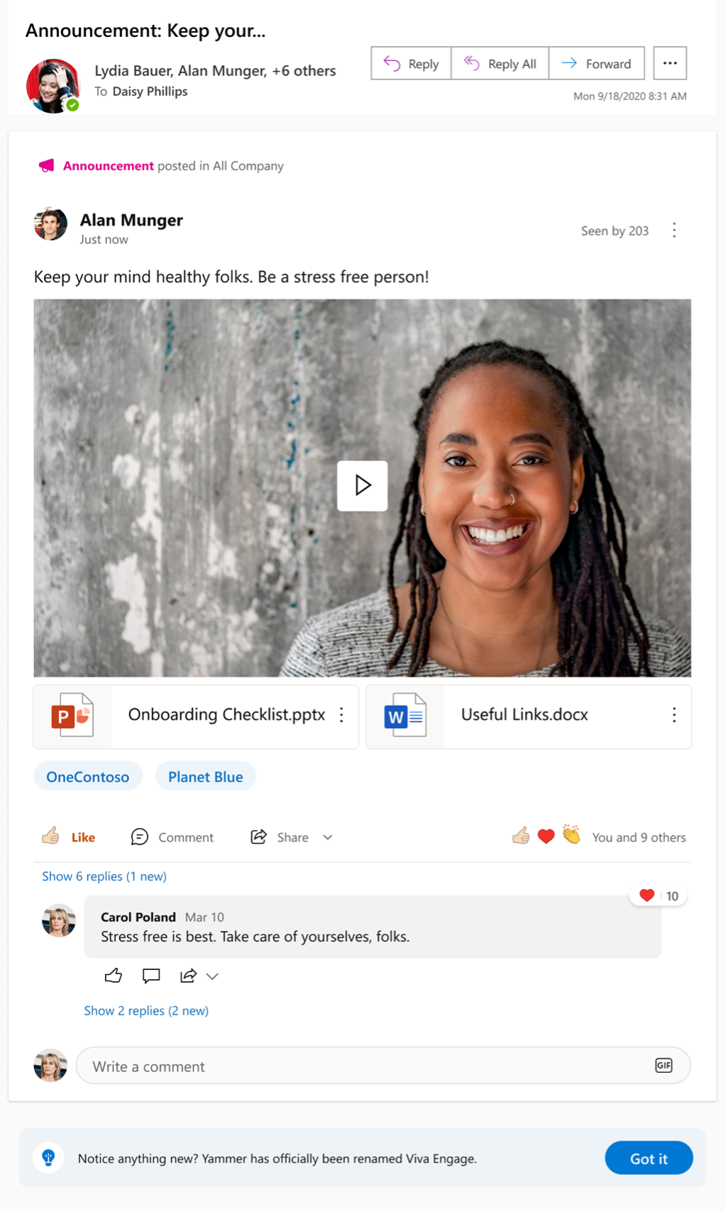 Viva Engage: In product announcement