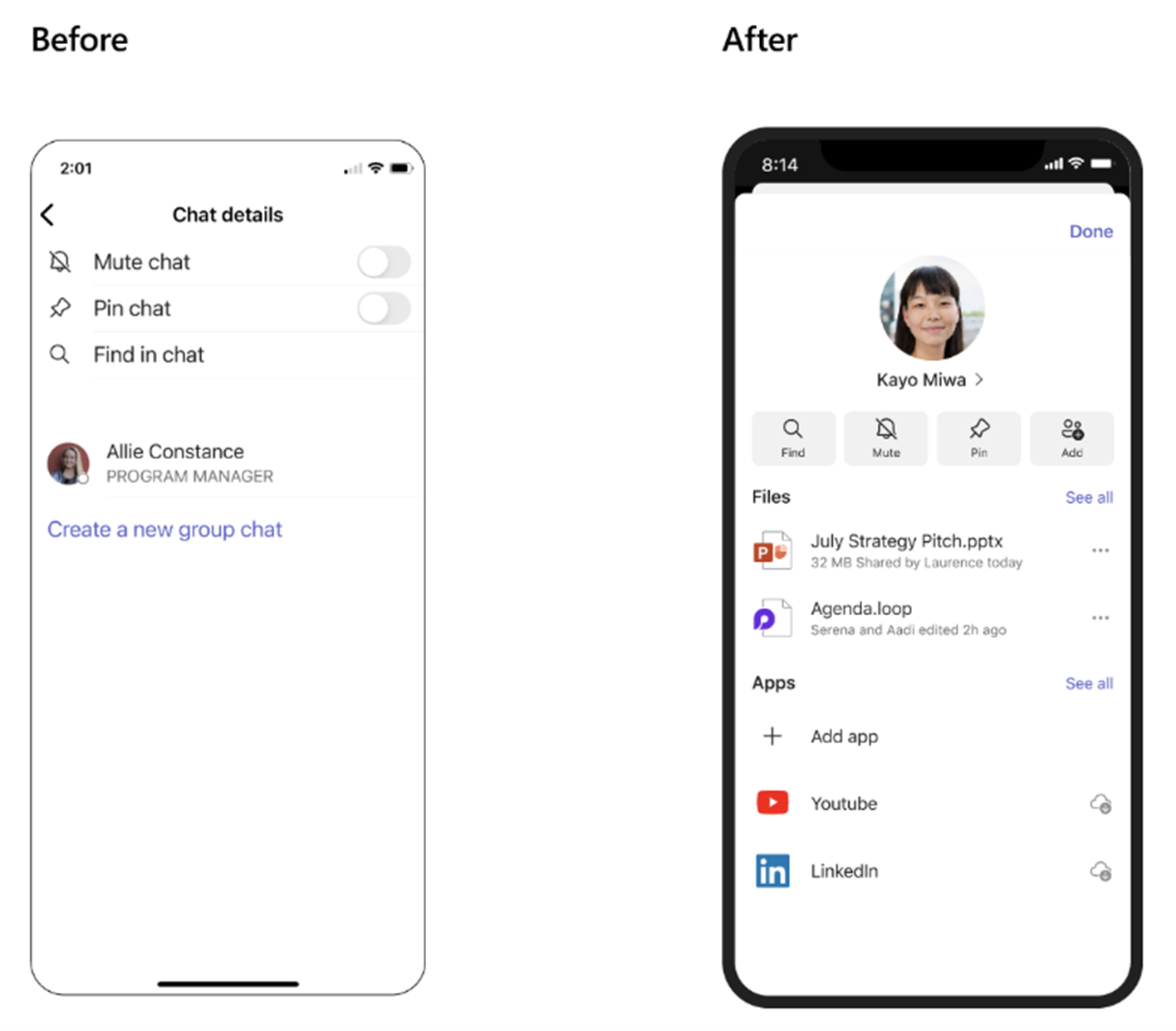 Microsoft Teams: Updating the chat