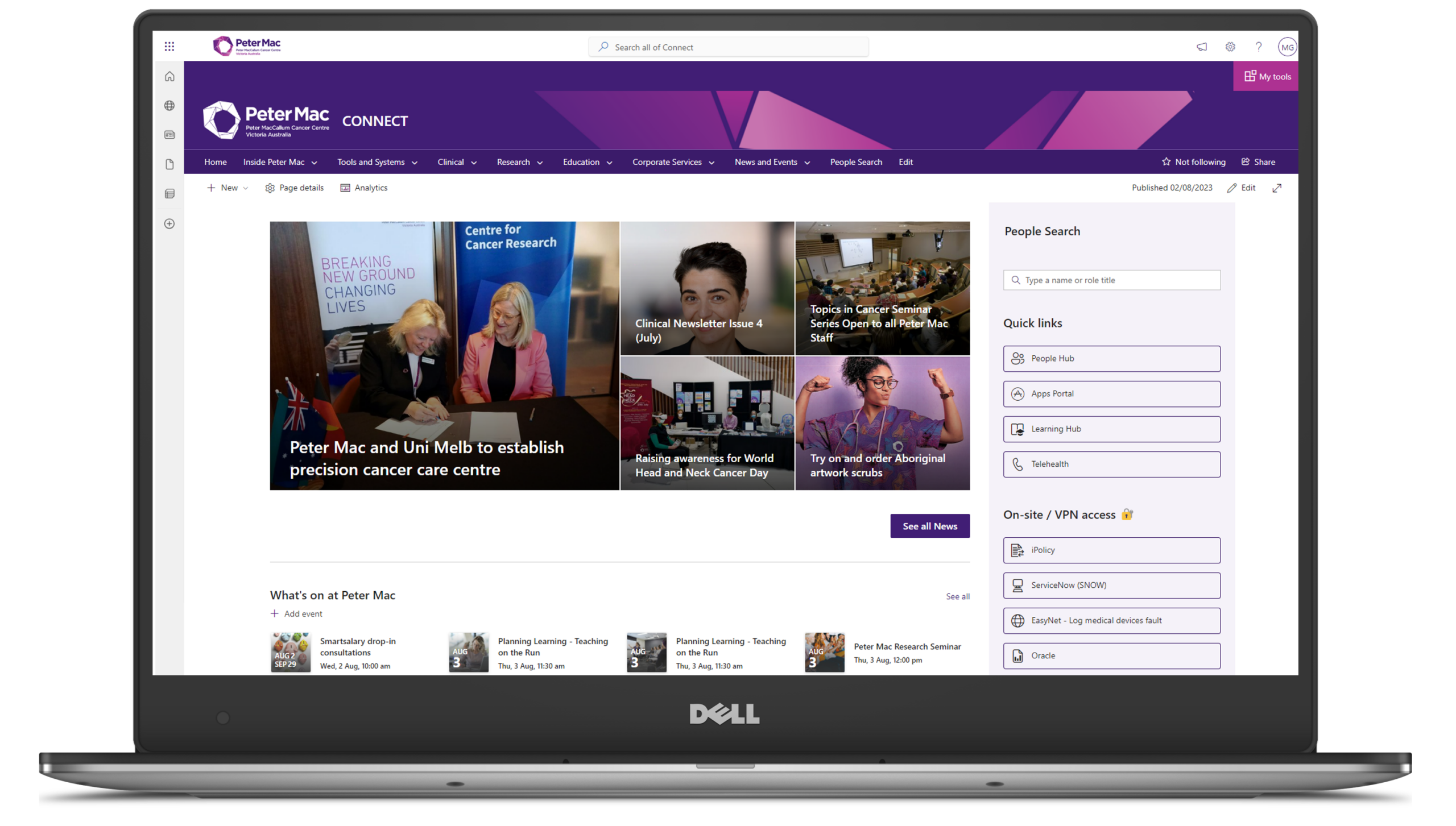 Peter Mac Intranet Homepage